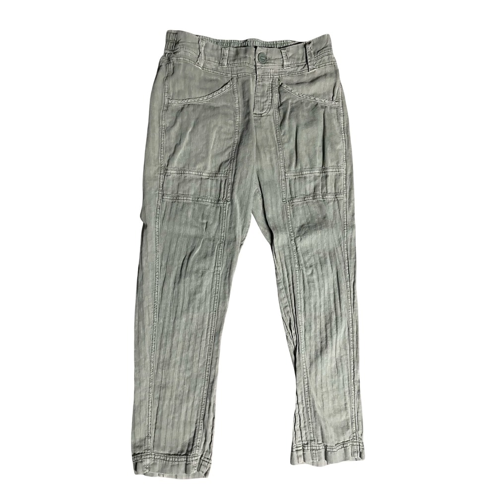 Free People Sage Green Linen Blend Utility Cargo Jogger Pants OB1616530 Size S